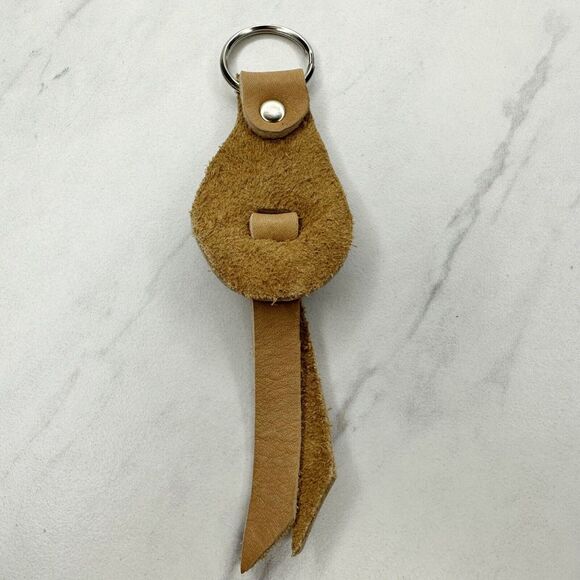 Soft Brown Leather Fringe Western Concho Boho Keychain Keyring - Picture 2 of 10